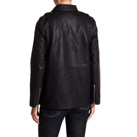 NEW BCBGENERATION Long Faux Leather Asymmetrical Zip Moto Jacket size M - Picture 2 of 7